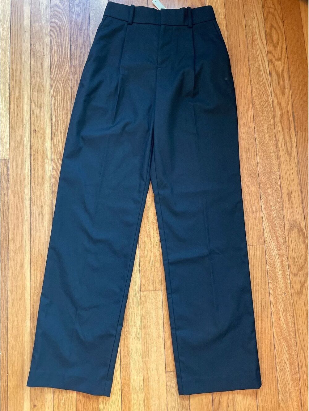 Madewell 00 Black Slouchy Straight Pants Brushed Twill 90s Minimalist Corp NWT
